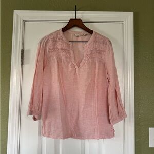 100% linen Joie Light Pink Blouse with GORGEOUS details!